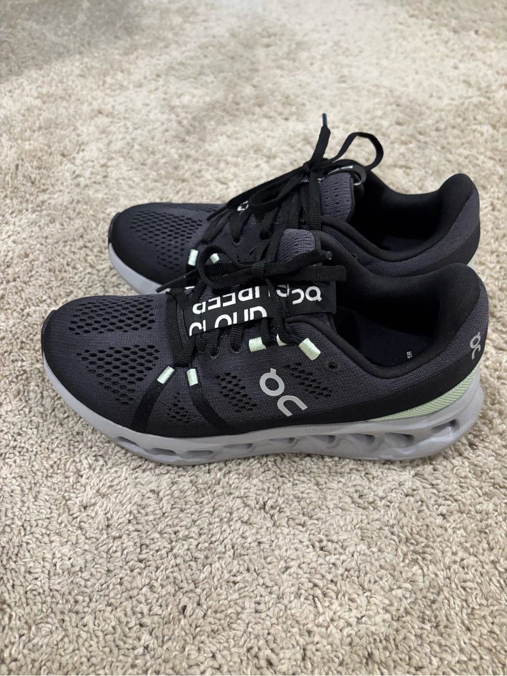 On Cloudswift Women's Running Sneakers - Black with Light Green Accents